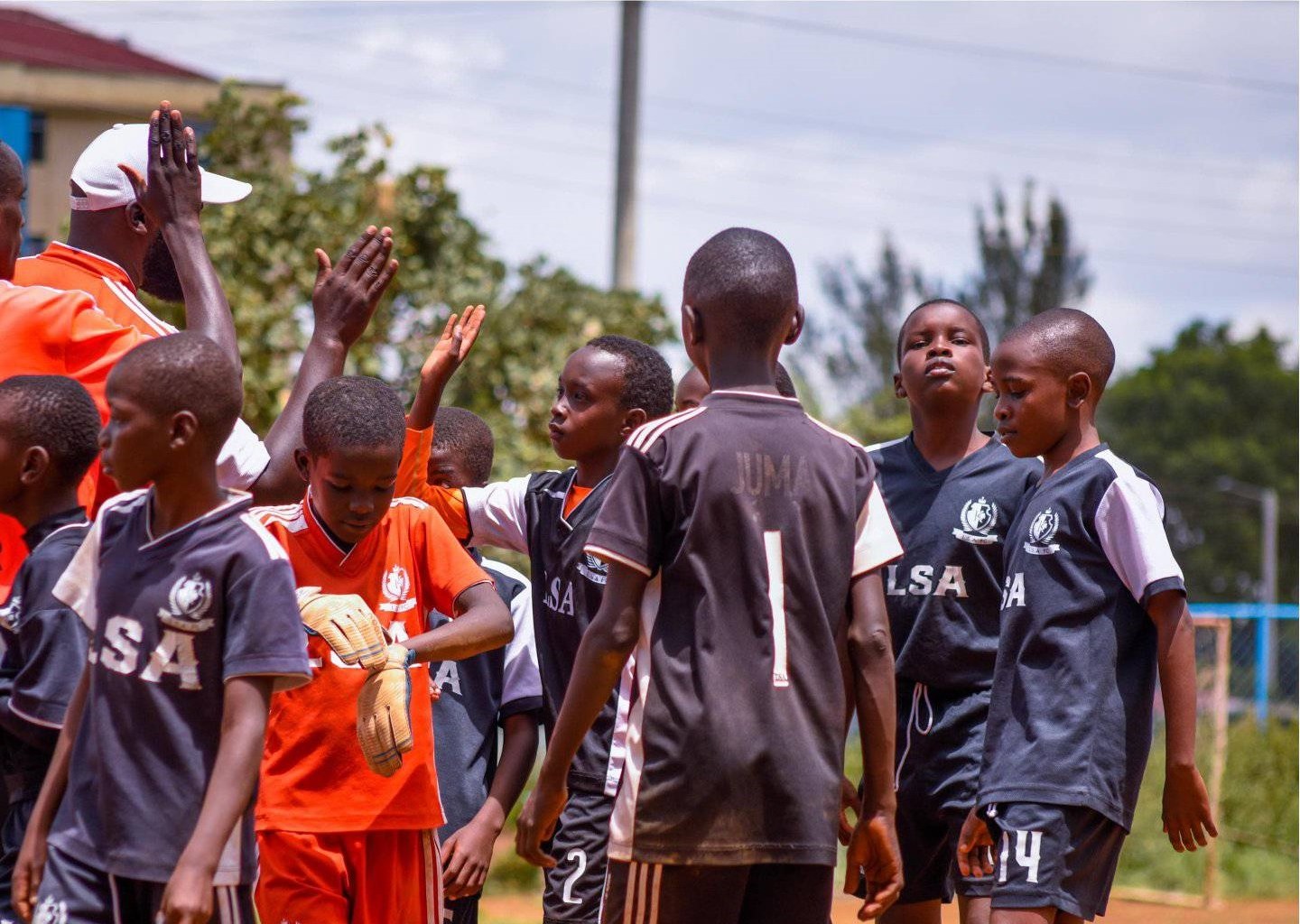 Academy players lining up on a match day